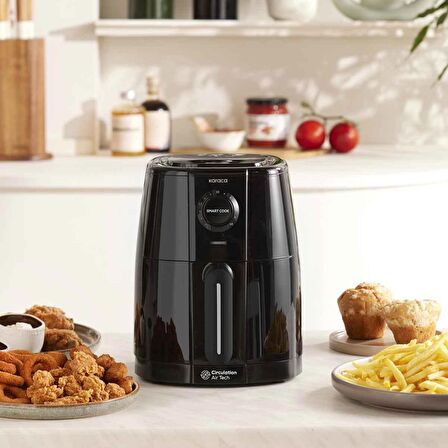 Karaca Smart Cook 60 Dakikaya Kadar Zaman Ayarlı Compact Airfryer Black 2 Kişilik