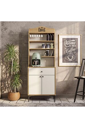 Mezza 5204 SIESTA 69CM KAHVE KÖŞESİ ÇOK AMAÇLI DOLAP 2 KAPAKLI 1 ÇEKMECELİ KİLER MUTFAK DOLABI SEPET-BEYAZ