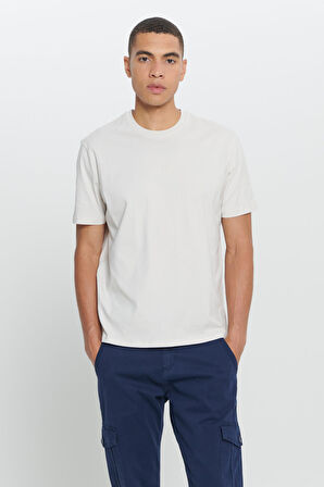 Comfort Fit Rahat Kesim %100 Pamuk Bisiklet Yaka Tişört