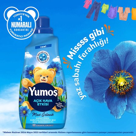 Yumoş Açık Hava Etkisi Mavi Gelincik Konsantre Yumuşatıcı 1440 ml 60 Yıkama