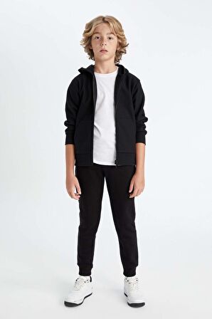 DeFacto Erkek Çocuk Siyah Beli Paçası Lastikli Cepli Jogger Okul Eşofman Altı K8852A624AUBK81