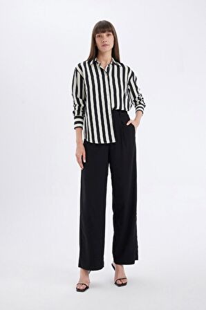 DeFacto Oversize Geniş Kalıp Çizgili Uzun Kollu Gömlek D4511AX24AUBK81