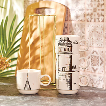 Karaca X Ist Collection Galata 4 Parça Standlı Mug Kupa