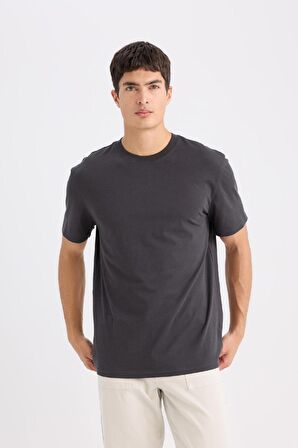 DeFacto New Regular Fit Bisiklet Yaka Basic Düz %100 Pamuk Kısa Kollu Tişört V7699AZ25SPAR214