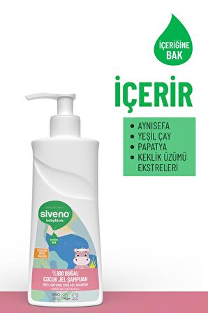 Siveno %100 Doğal Yenidoğan Bebek Çocuk Jel Şampuanı Saç ve Vücut Konak Önleyici 325 ml