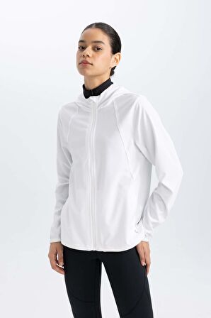 DeFactoFit Su İtici İnce Mont Rüzgar Geçirmez Slim Fit Dar Kesim Kapüşonlu Fermuarlı Esnek Dokulu Mevsimlik Baharlık B2460AX24SPWT80