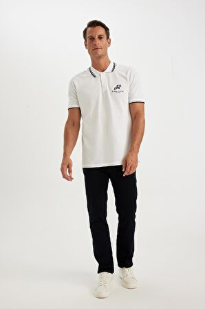 DeFacto New Regular Fit Baskılı Kısa Kollu Pike Polo Tişört C9227AX24SMWT34