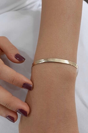 14 Ayar Altın İtalyan Ezme Orta Boy Bileklik