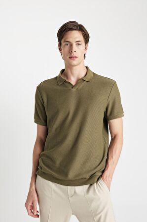 DeFacto Regular Fit Kısa Kollu Örgü Görünümlü Polo Tişört A6849AX24SMKH261