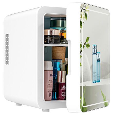 Mioji Mio 212 4L LED Işıklı Kozmetik Makyaj Krem Sıcak ve Soğuk Ayarlı Taşınabilir Mini Fridge Buzdolabı - Beyaz