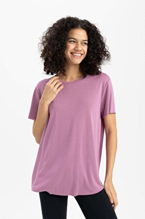 DeFactoFit Oversize Modal Bisiklet Yaka Sporcu Kısa Kollu Tişört B5536AX24SPPR490