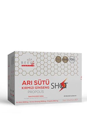 Bee'o Up Arı Sütü Ginseng Shot 25 ML 12'li Kutu