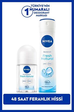 Nivea Kadın Sprey Deodorant Fresh Natural 150ml Ve Mini Roll-on Fresh Natural 25ml