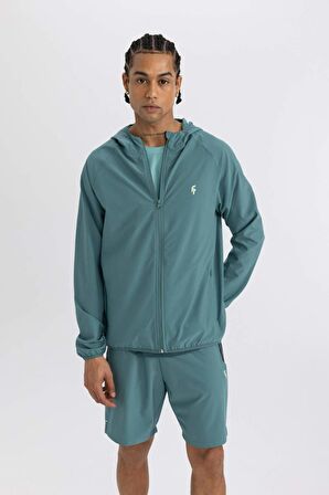 DeFactoFit Standart Fit Kapüşonlu Dokuma Fermuarlı Sporcu Hırka B5145AX24SPGN1191