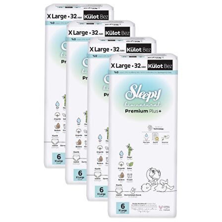 Sleepy Bio Natural Premium Plus Ultra Paket Külot Bez 6 Numara Xlarge 128 Adet