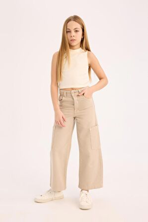 DeFacto Kız Çocuk Wide Leg Kargo Geniş Paça Jean Pantolon C0451A825SMBG122