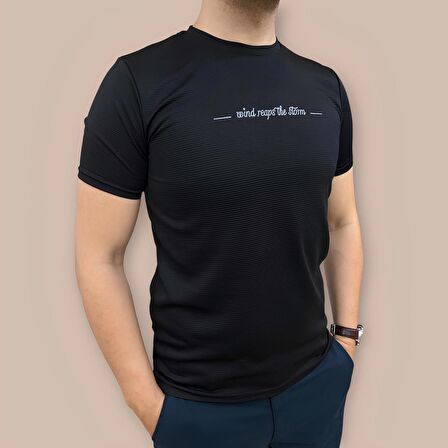 Erkek Slim Fit Enjeksiyon Baskılı Pamuklu T-Shirt