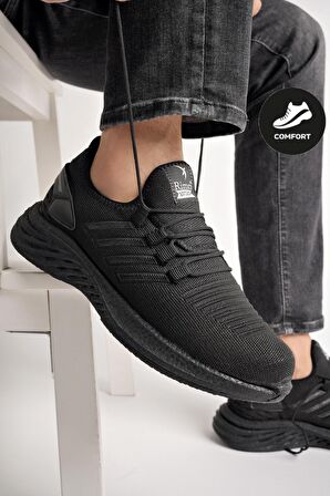 Muggo Montag Garantili Günlük Ortopedik Kaymaz Taban Bağcıklı Çizgili Erkek Sneaker Spor Ayakkabı
