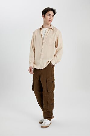 DeFacto Baggy Fit Kargo Cepli Geniş Kalıp Normal Bel Geniş Paça Pantolon B5906AX24SPBN303