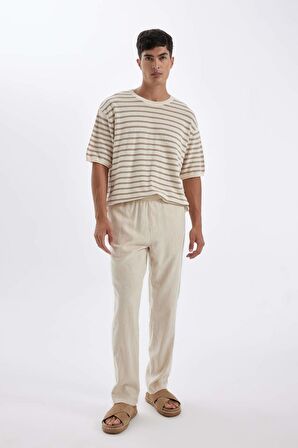 DeFacto Relax Fit Rahat Kesim Dar Paça Keten Karışımlı Yazlık Pantolon C1140AX24SMBG750