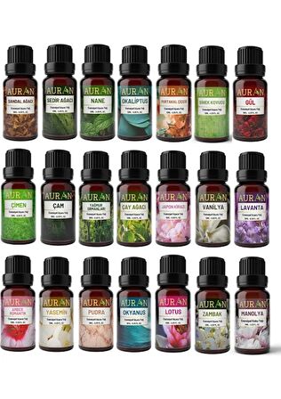 Eko Set Saf Esansiyel Uçucu Yağ Buhurdanlık Yağı Difüzör Esansı Aromaterapi Ortam Koku Yağı 21x 10ml