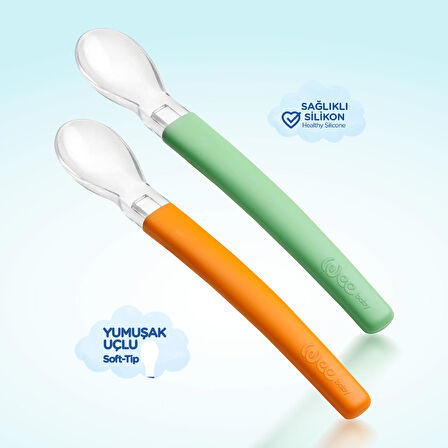 Wee Baby Silikon Uçlu 2'li Mama Kaşığı - YEŞİL