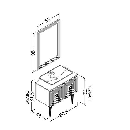 MOSTAR 80 CM BEYAZ LAVABOLU BANYO DOLABI BEYAZ - BOY DOLAP HARİÇ