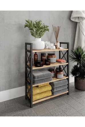 Dekoratif Banyo Rafı Havluluk Peçetelik 4 KATLI ORGANISER ÇOK AMAÇLI