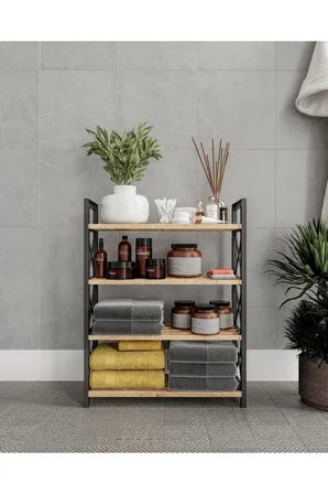 Dekoratif Banyo Rafı Havluluk Peçetelik 4 KATLI ORGANISER ÇOK AMAÇLI