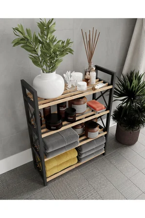 Dekoratif Banyo Rafı Havluluk Peçetelik 4 KATLI ORGANISER ÇOK AMAÇLI