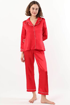Pierre Cardin Kadın Biyeli Saten Pijama Takımı