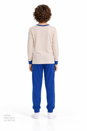 Erkek Çocuk Saks Nap Time Pamuklu Uzun Kollu 2'li Pijama Takımı