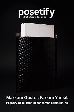 Balonlu Siyah Kargo Poşeti 15x20+5 cm | 140 gr Bantlı Patpatlı Kargo Poşeti | 10’li E-Ticaret Poşeti