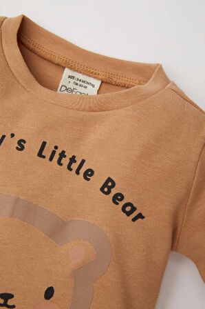 DeFacto Erkek Bebek 3'lü Takım Ayı Baskılı Bisiklet Yaka Sweatshirt Kapüşonlu Hırka Beli Lastikli Alt D6022A524WNBG261