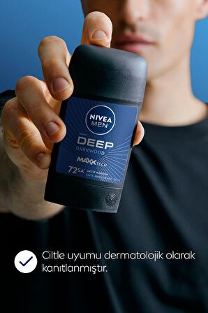 Nivea MEN Erkek Stick Deodorant Deep Dimension Aktif Karbon 50ml, 72 Saat Anti-perspirant Koruma, X3 Adet