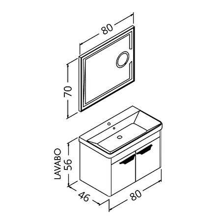 MAUNA 80 CM BANYO DOLABI LED MERCEK AYNALI BEYAZ - BOY DOLAP HARİÇ