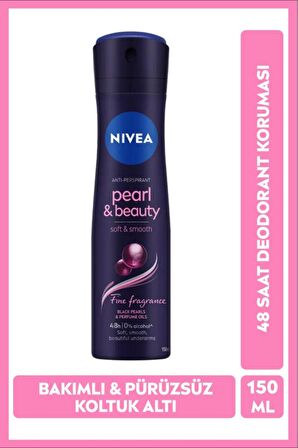 Nivea Kadın Sprey Deodorant Pearl&Beauty Fine Fragrance 150ml, Ter Kokusuna Karşı 48 Saat Etkili