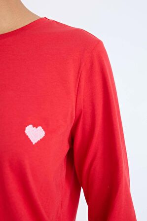 DeFacto Pijama Takımı Regular Fit Uzun Kollu Üst Kareli Uzun Altı-Fall in Love D2303AX24WNRD59