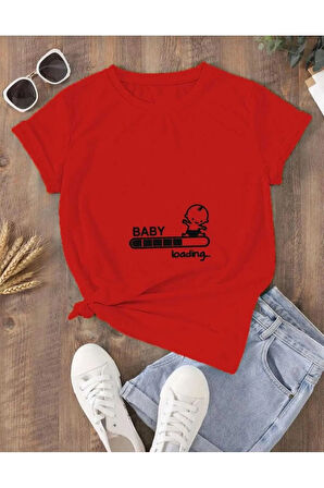 Kadın Baby Loading... Baskılı Oversize Basic T-şhirt