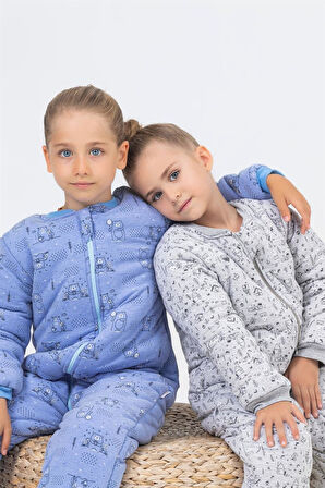 Kız Erkek Çocuk Kalın Elyaf Dolgulu Premium Kalite 2.5 Tog Desenli Uyku Tulumu