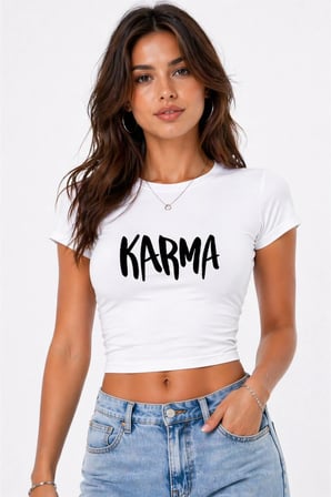 Nevermind Kadın Baby Tee Crop Tişört Karma Baskılı Slim Fit %100 Pamuk Yazlık Trend
