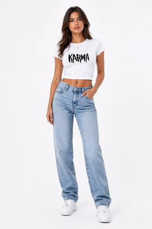 Nevermind Kadın Baby Tee Crop Tişört Karma Baskılı Slim Fit %100 Pamuk Yazlık Trend