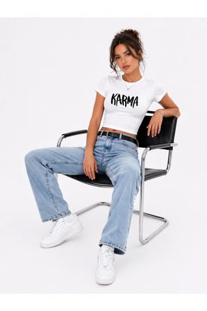 Kadın Baby Tee Crop Tişört Karma Baskılı Slim Fit %100 Pamuk Yazlık Trend