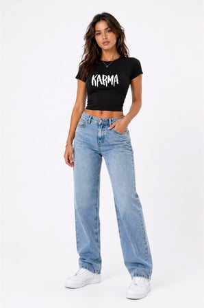 Kadın Baby Tee Crop Tişört Karma Baskılı Slim Fit %100 Pamuk Yazlık Trend