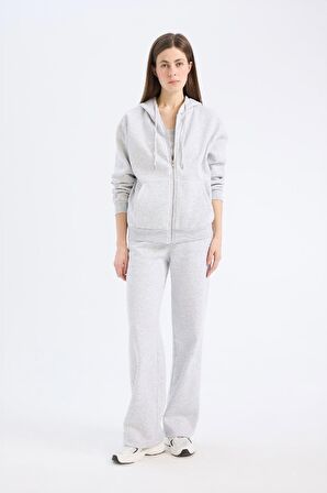 DeFacto Straight Fit Kalın Eşofman Altı Cepli Yüksek Bel B8571AX25SPGR93