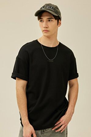 DeFacto Comfort Regular Fit Rahat Kalıp Bisiklet Yaka Baskılı Kısa Kollu Ağır Kumaş Tişört B4221AX24SPBK81