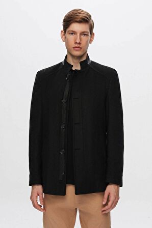 Ds Damat Regular Fit Siyah Dik Yaka Kaşe Kaban 1HCK78ORT5033