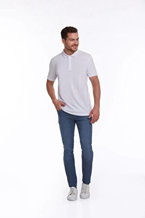 Beyaz Regular Fit %100 Pamuk Polo Yaka Tişört | L