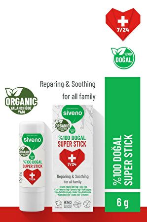 Siveno %100 Doğal Super Stick Anlık Yatıştırıcı Onarıcı Organik Yalancı İğde Yağlı Bitkisel 6 gr