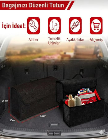 Araç Bagaj Düzenleyici Çanta Organizer Araba Çantası Oto İçi Eşya Aksesuarları Düzenleme Araba Bagaj Çantası Oto Halı Bagaj Organizer Alet Eşya Çantası Siyah